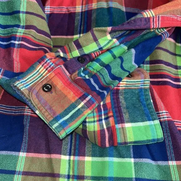 Vintage Chaps Zip Up Flannel Shirt Womens Large Colorful Plaid Top - Picture 5 of 8